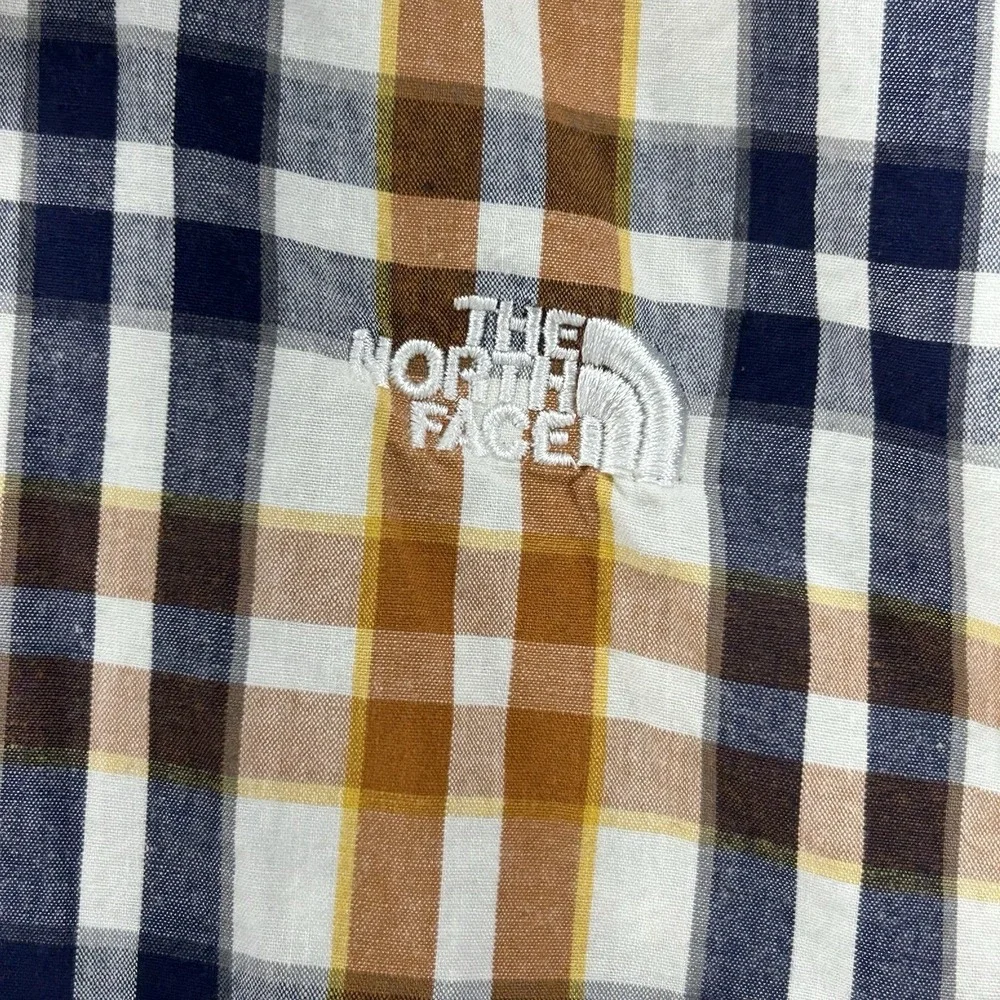 The North Face Roll Tab Shirts Men Size XXL White Plaid Blue Brown Yellow